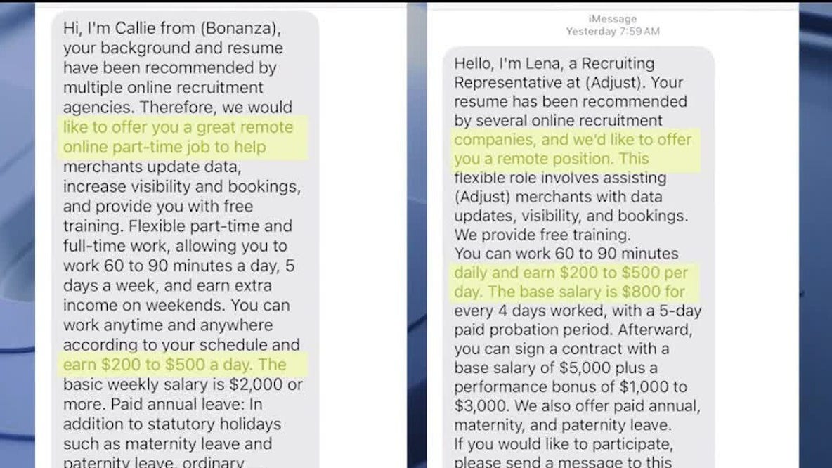 Scam of the week: Unsolicited texts about bogus jobs